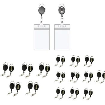 

Retractable Badge Holders with Carabiner Reel Clip and Vertical Style Heavy Duty ID Card Holders