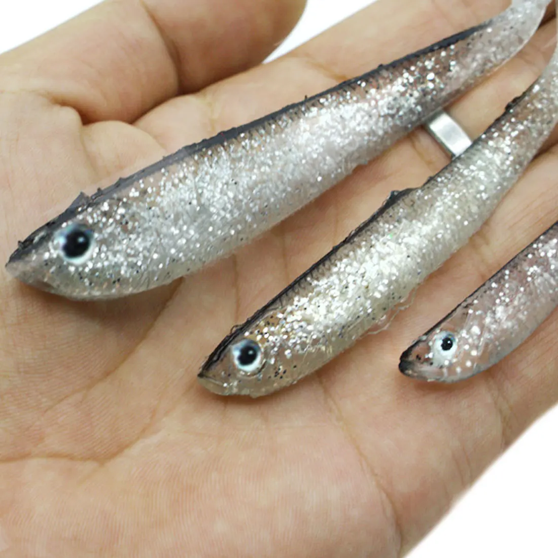 10Pcs 7.5cm Soft Silicone Minnow Tiddler Bait Fluke Fish Fishing Saltwater Lure