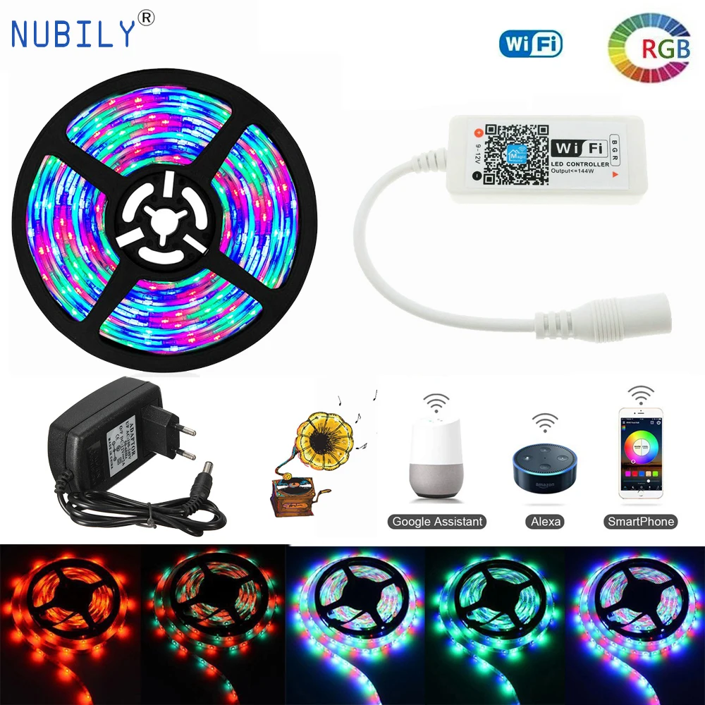 Smart WiFi LED Strip Lights 16.4FT Waterproof RGB 2835 LED Light Kit Work with Alexa Google Home IFTTT App Control Music Sync