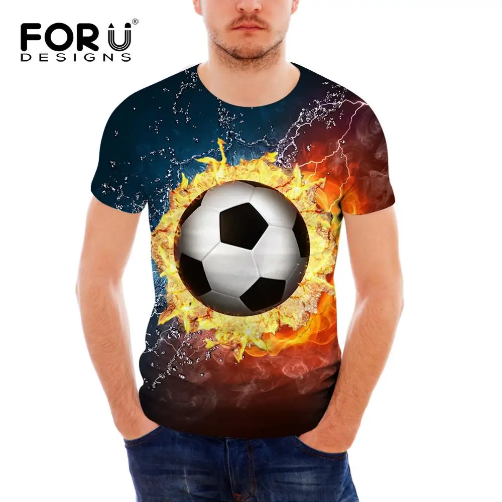 FORUDESIGNS/мужская летняя футболка крутой футбольный принт Баскетбол Футбол короткий рукав Повседневная одежда для подростков мальчиков бодибилдинг - Цвет: HXA351CF