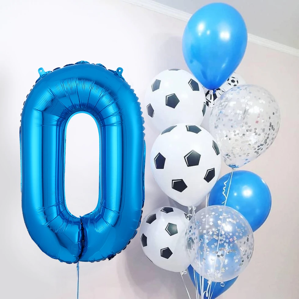 10pcs Lot Boy Birthday Balloons With 40 Inch Big Blue Number Balloon 5th Birthday Party Decoration Anniversaire 1 3 9 Years Old Ballons Accessories Aliexpress