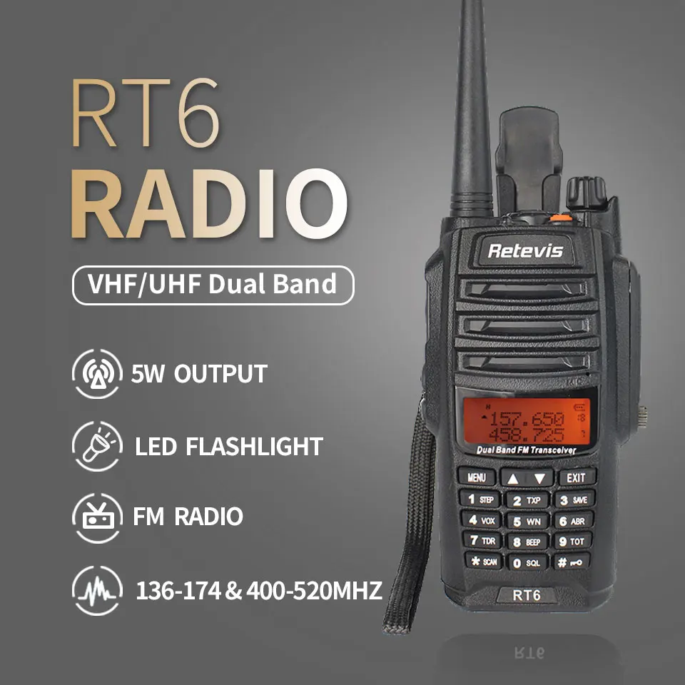 10 шт. IP67 водонепроницаемая рация Retevis RT6 VHF UHF Двухдиапазонная 5 Вт 128CH 1800 мАч сканирование FM Профессиональное двухстороннее радио+ кабель