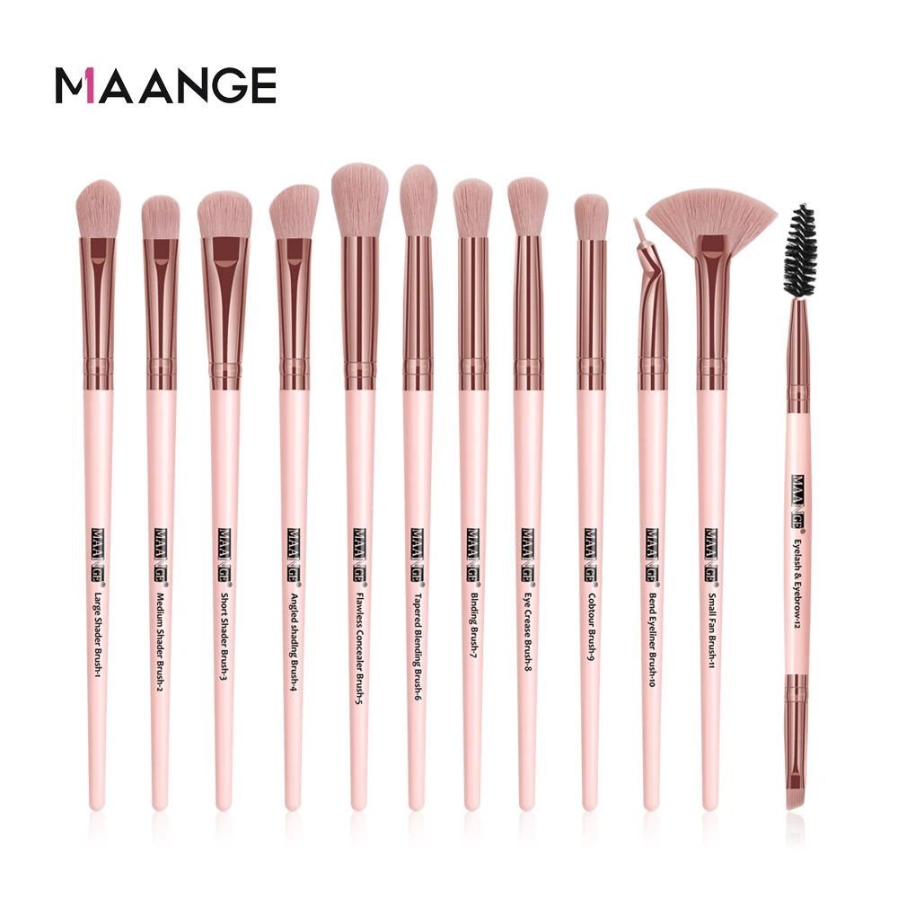 MAANGE Menő 3/5/12 pcs Összeállítás brushes állítsa eyeshadow eyeliner szempilla Szemöldök ecsettel Szépség Csinál Felfelé Keveredés szerszámok maquiagem