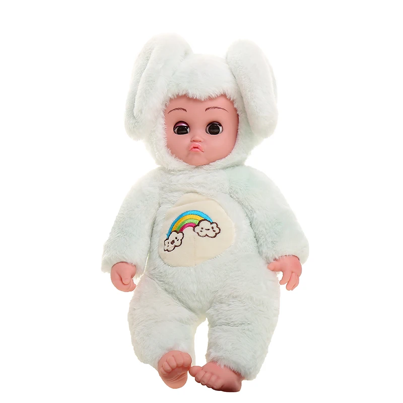 Радужный кролик, кукла для малышей, милое животное, детская игрушка, прижимающая ноги и уши, встаньте с 3 модными мусами - Цвет: Серебристый