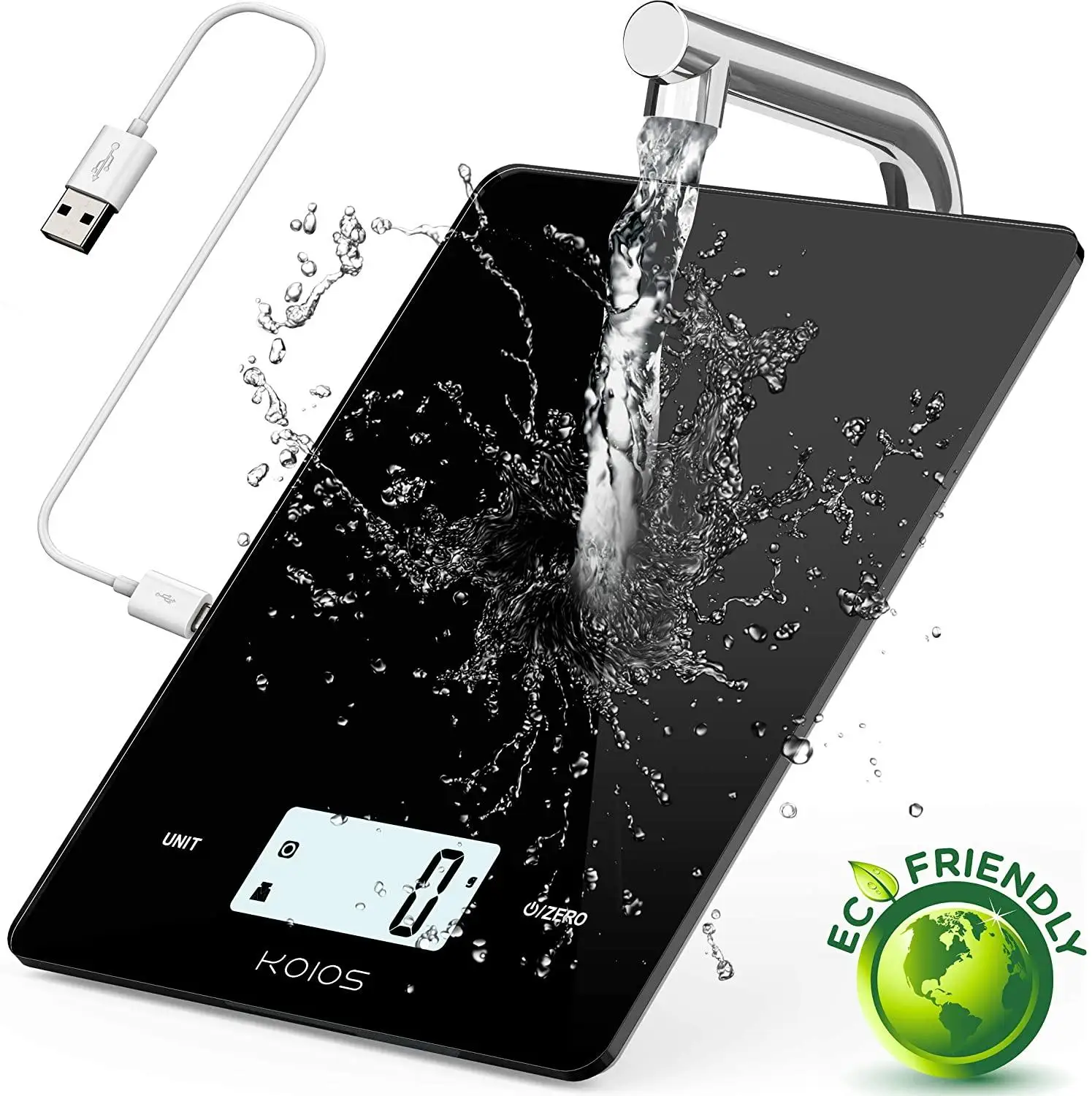 

Kitchen Scale Electronic Digital with Waterproof Glass Body USB Rechargeable Highly Accurate Durable[US-Stock]