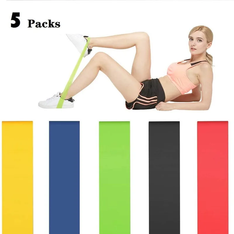 5 Colors Resistance Loop Stretching Pilates Yoga Bands Fitness Equipment Gym Home Sport Training Workout 2021 | Спорт и развлечения