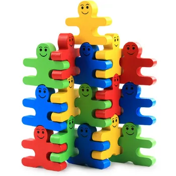 

Kindergarten Teaching Aids Wooden Creative Cartoon Villain Balance Building Blocks Children's Educational Wooden Building Blocks