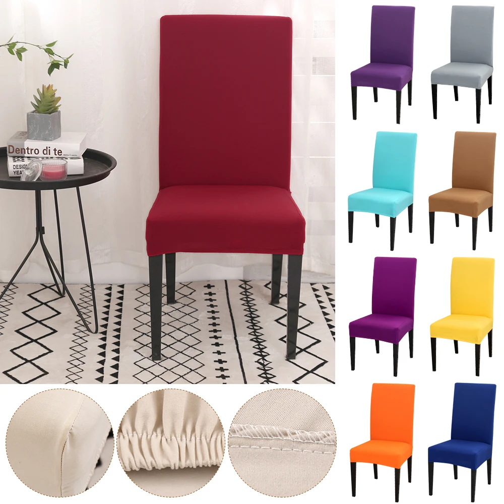 

Solid Color Chair Cover Spandex Stretch Elastic Slipcovers Chair Covers White For Dining Room Kitchen Wedding Banquet Hotel
