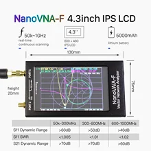 Новинка NanoVNA-F VNA HF VHF УВЧ векторный сетевой антенный анализатор+ 4,3 дюймовый ips lcd+ металлический чехол+ аккумулятор 5000mAh