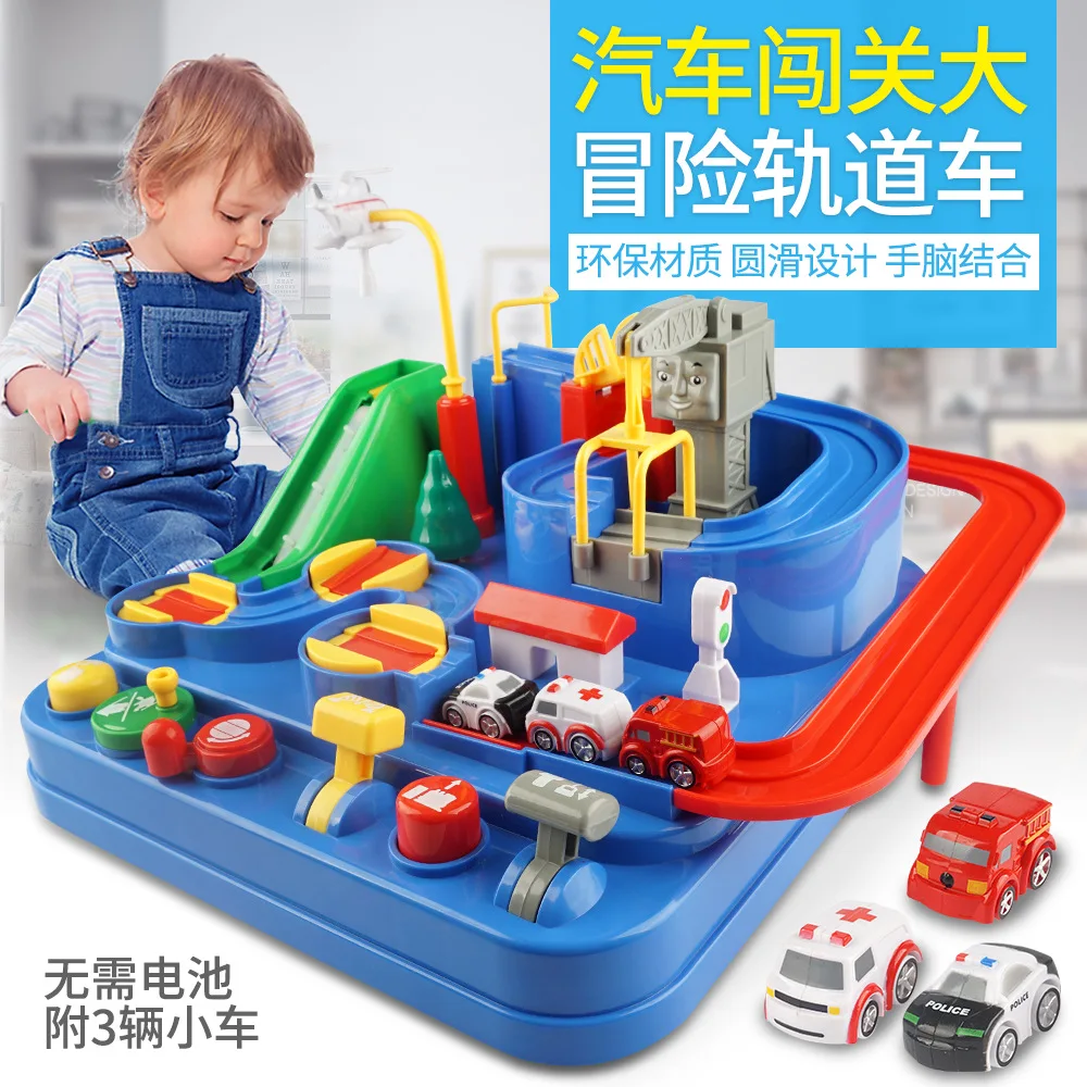 

Children'S Educational Cartoon Toy Car Checkpoints Adventure Rail Car Inertia Elevator Sliding Douyin Celebrity Style
