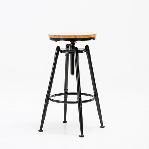 Регулируемый по высоте вращающийся барный стул роторный деревянный высокий табурет Железный задний барный табурет стол кафе обеденный стул промышленная мебель - Цвет: C1