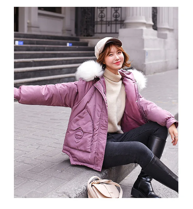 Пуховик с хлопковой подкладкой, одежда для женщин,, корейский стиль, Dongdaemun, короткий рост, для студентов, свободный крой, одежда с хлопковой подкладкой, Sho