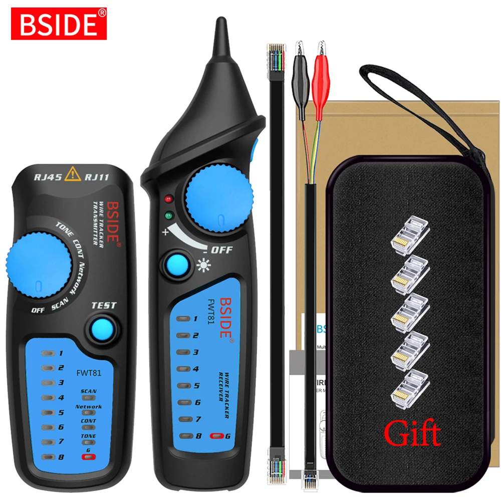 Network cable tracker detecteur BSIDE FWT81 RJ11/45 Lan Ethernet Phone wire tester Finder Telecom Tool electrified work 48V afbeelding