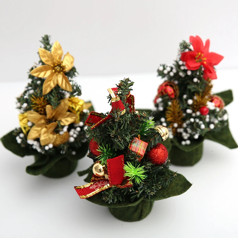 

2020 New Year Mini Christmas Decoration Tree Exquisite Decoration Small Tree With Ornaments 20cm Bar Table Decoration