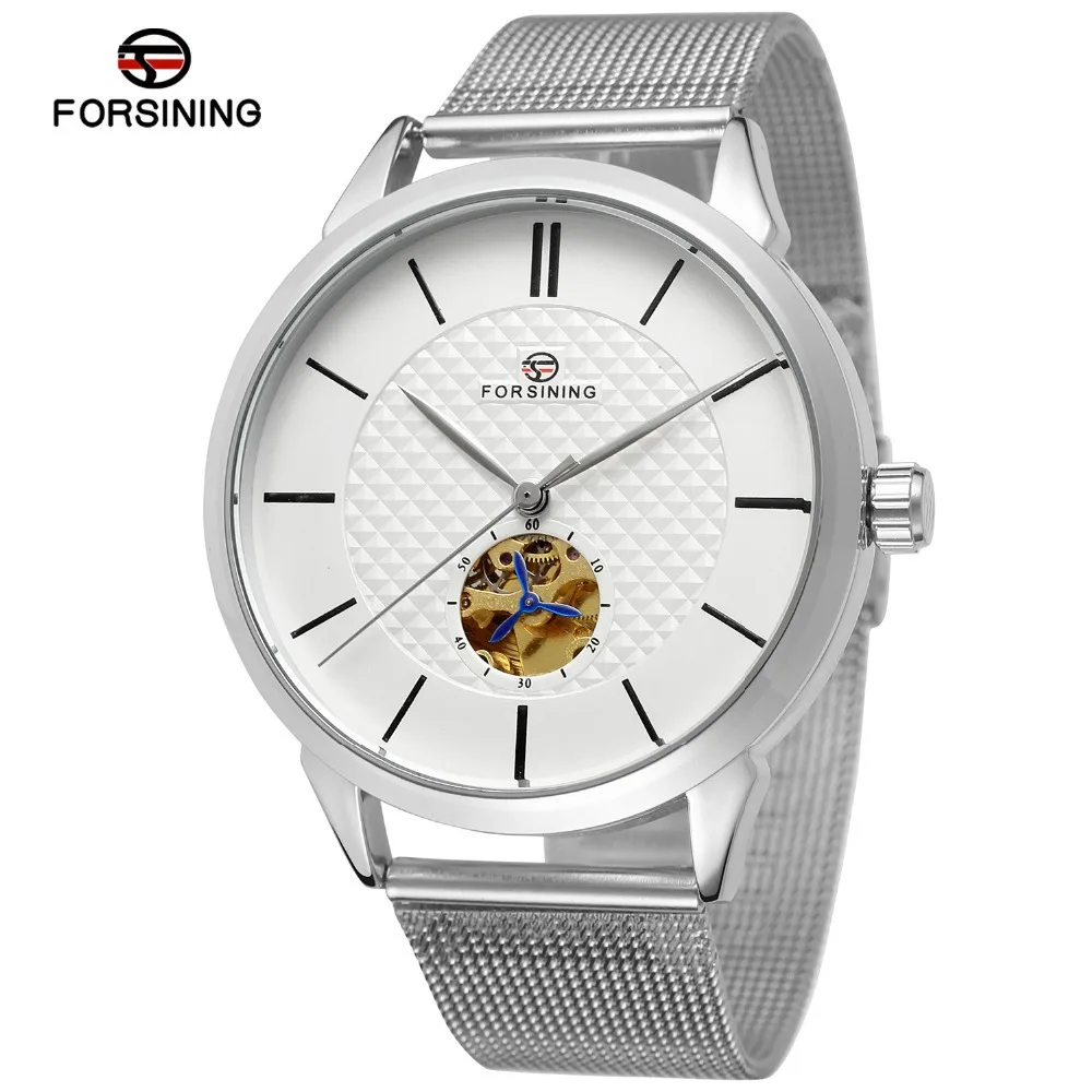 

Forsining Automatic Machine Movement Fashion Casual Ultra-Thin Simple Woven Mesh Belt Analog Watch