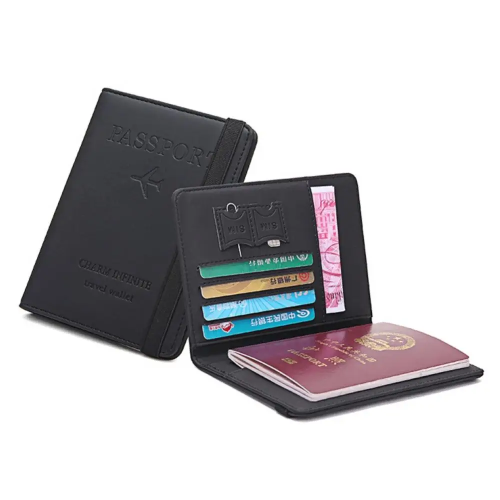 Portable Multifunctional Storage Case Faux Leather RFID Business Passport Air Ticket Bank ID Card Holder Cover Case