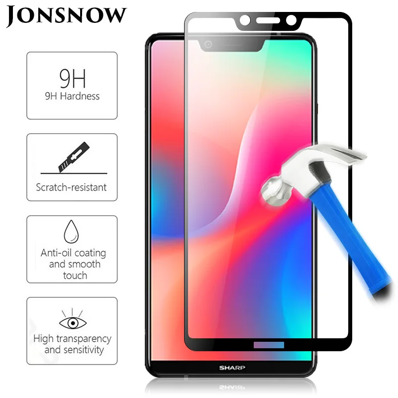 

JONSNOW Full Coverage Glass For Sharp Aquos S3 Tempered Glass for Sharp S3 9H Explosion-proof Screen Protector Protective Film