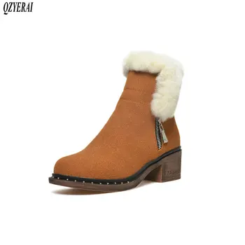 

Women's Winter Boots Genuine Leather Ankle Boots For Woman Snow Boot Warm Plush Winter Shoes 2019 Female Ankle Boot Shoes