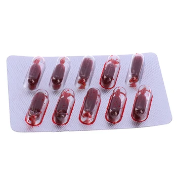 

10Pcs Fake Blood Pill Vampire Toy Capsules Horror Funny Toy Halloween Joke Prank Trick Toy Zombie Fancy Makeup