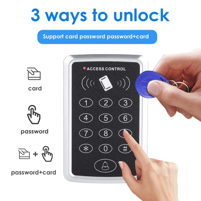 125KHz RFID Access Control Keypad Machine Rainproof Cover EM Card Reader For Door Access Control System Lock Opener 2