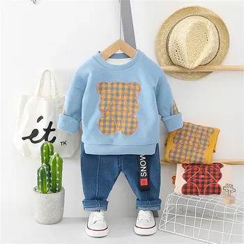 

Boy's Clothes Spring Autumn Bear Sport Sweatshirt Set Children Girls Kids Clothes Set Kids Boys Jacket + Pants Suit