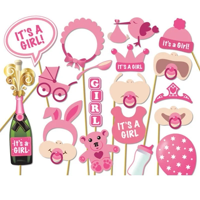 19 шт. Забавный It's Girl Baby Photo Booth набор для вечеринки шляпа Корона реквизит для ребенка душ День рождения украшения