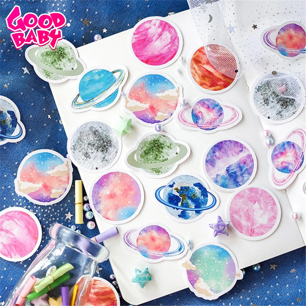 

45pcs/lot Cute Planet Shape Hand Account Sticker DIY Cartoon Stickers Pack Set for Luggage Laptop Notebook Refriger Styling Gift