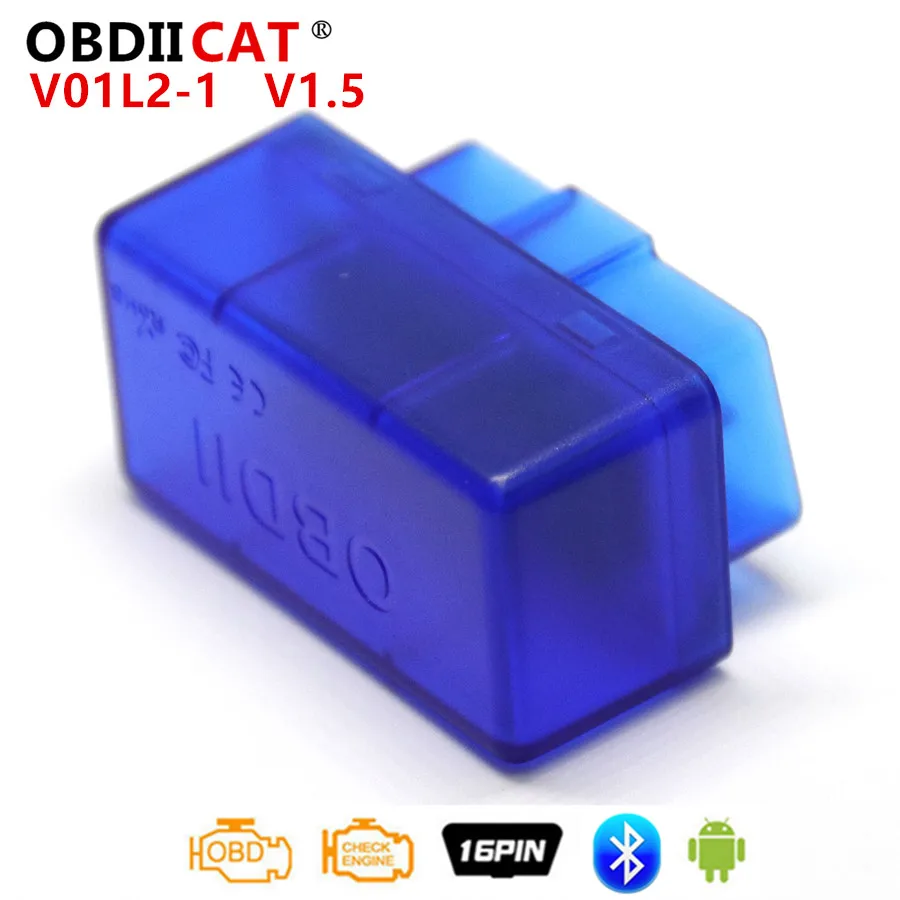 OBDIICAT V01L2 1 супер мини Elm327 Bluetooth OBD2 V1.5 Elm 327 Авто кодовый сканер OBDII адаптер