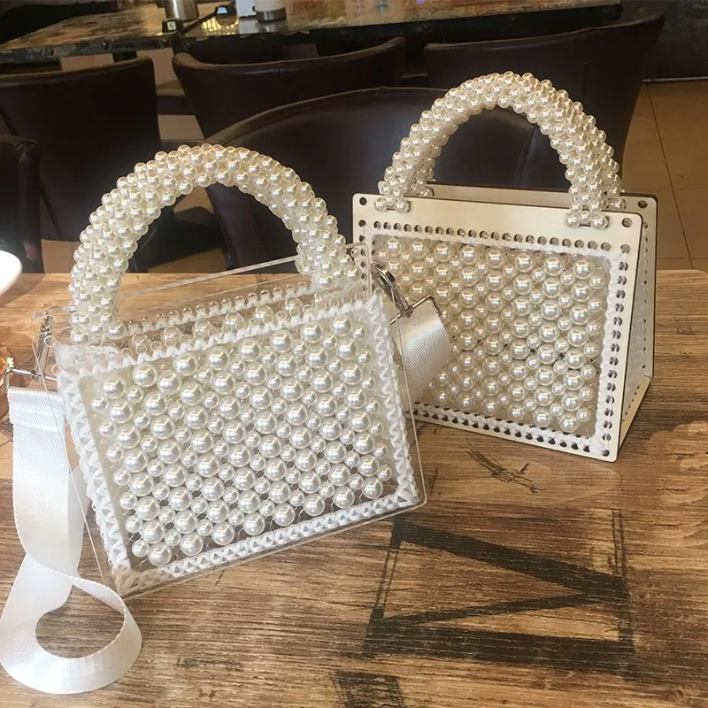 Сумка с жемчугом, украшенная бисером, акриловая коробка, сумки для женщин, роскошные вечерние маленькие сумки, сумки через плечо, Сумка с бисером и жемчугом, брендовая сумка