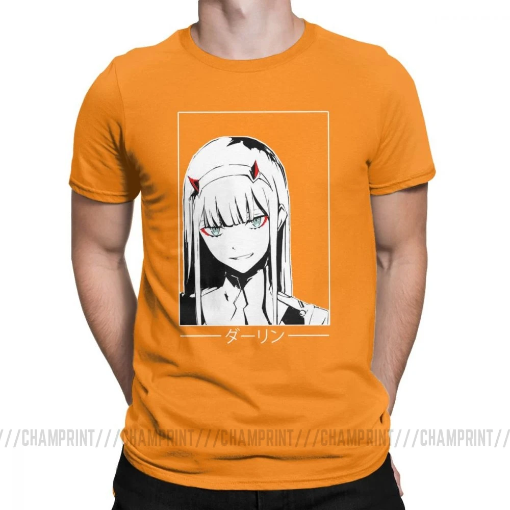 Крутая футболка Zero Two Darling In The Franxx Movie, футболка для мужчин, хлопок, футболки смешного размера плюс, топы, Новое поступление одежда - Цвет: Оранжевый