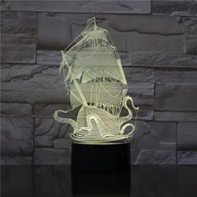 3D лампа, парусник, пираты из Карибы, Прямая поставка, лучший подарок для подростка, для украшения спальни, визуальный светодиодный ночник, светильник