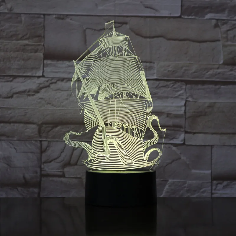

3D Lamp Sailboat Pirates of The Caribbean Dropship Best Present for Teenager for Bedroom Decoration Visual Led Night Light Lamp
