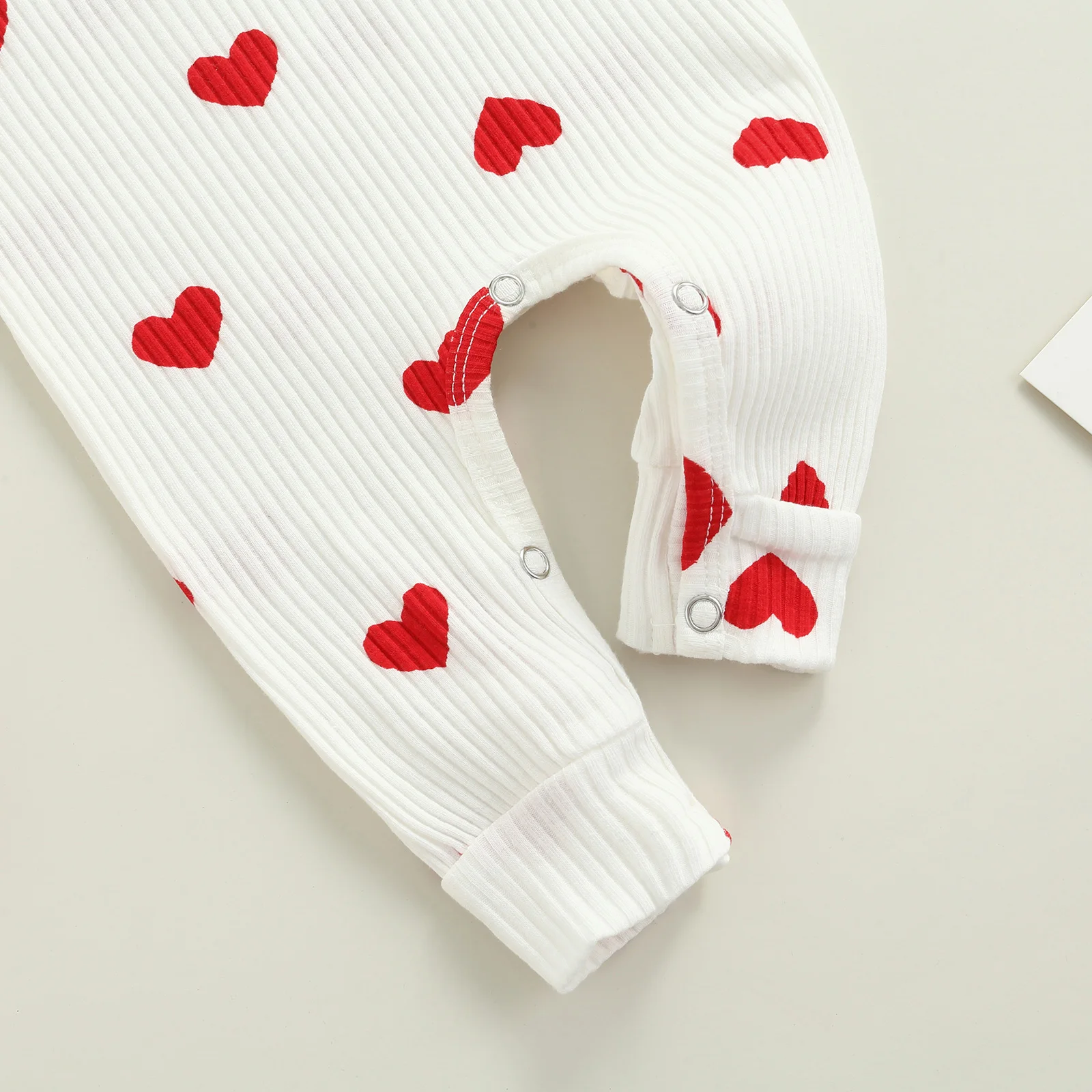 Infant Baby Girls Two-piece Clothes Set Heart Print Long Sleeve Crew Neck Romper and Bow Knot Headdress Pink/ White baby rompers,baby jumpsuit