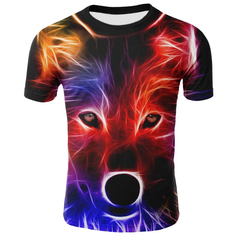 Модная мужская футболка с 3D принтом волка, повседневные топы с коротким рукавом, круглый вырез, принт волка, футболка классная футболка с забавным животным, Мужская футболка
