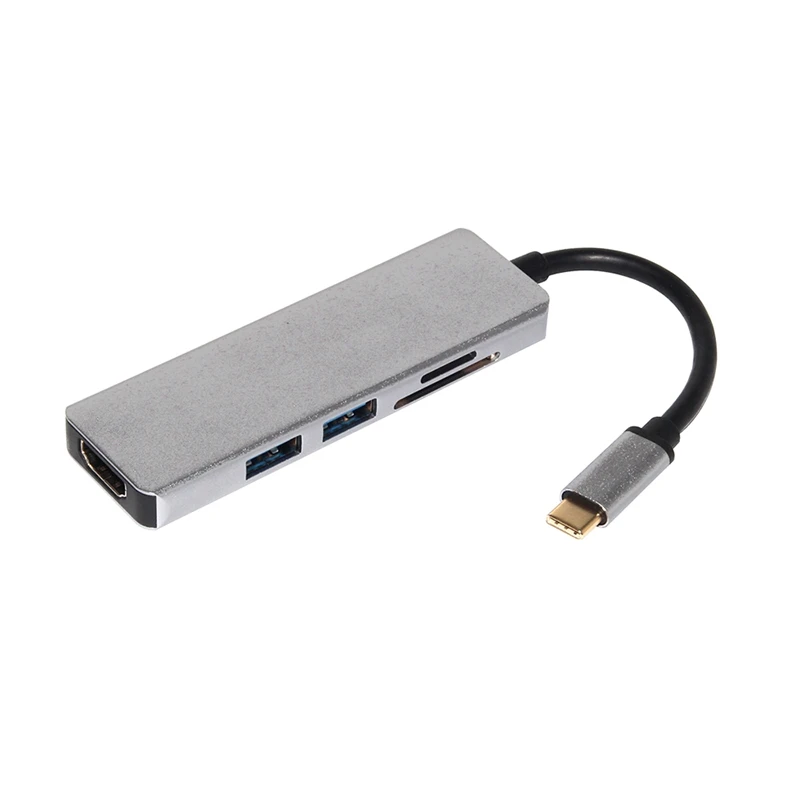 Тонкий USB C концентратор адаптер типа к HDMI 4K UHD SD/Mini SD Card Reader 5 в 1 для Mac Book