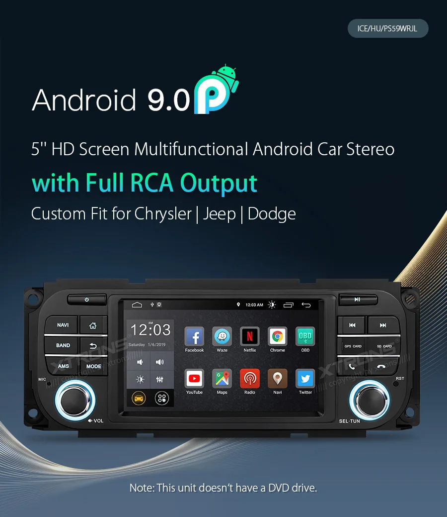 Discount 5" Android 9.0 OS Car Multimedia GPS Radio for Dodge Caravan 2001-2007 & Neon 2000-2006 & Intrepid 1998-2005 & Dakota 2001-2004 1