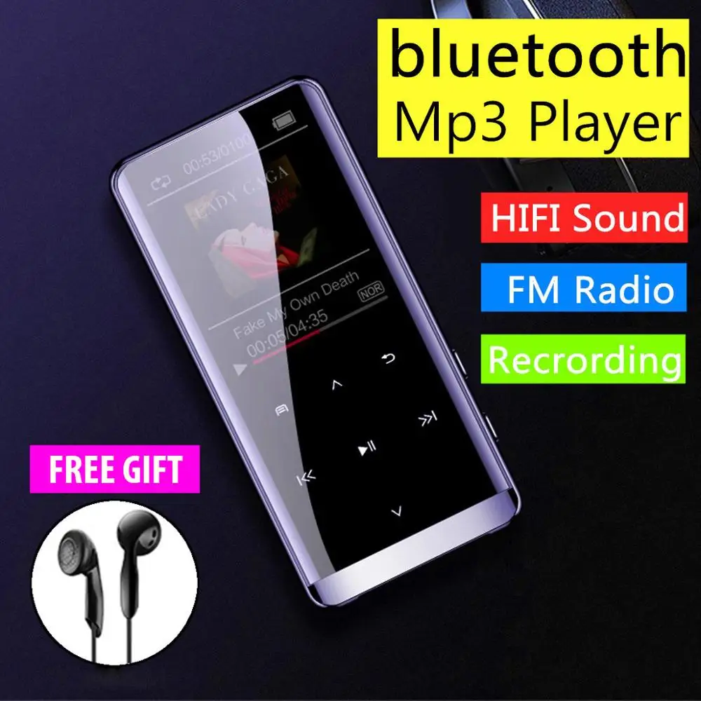 OTG MP3 плеер Диктофон Bluetooth 4,2 сенсорный экран 1,8 дюймов Портативный HIFI 5D музыкальный плеер 8 ГБ/16 г ультра тонкий mp3-плеер FM