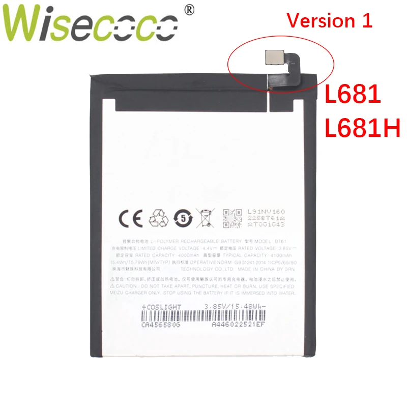 WISECOCO новый оригинальный 4000mAh BT61 Сменный аккумулятор для Mei zu M3 Note L681H L681 высокое