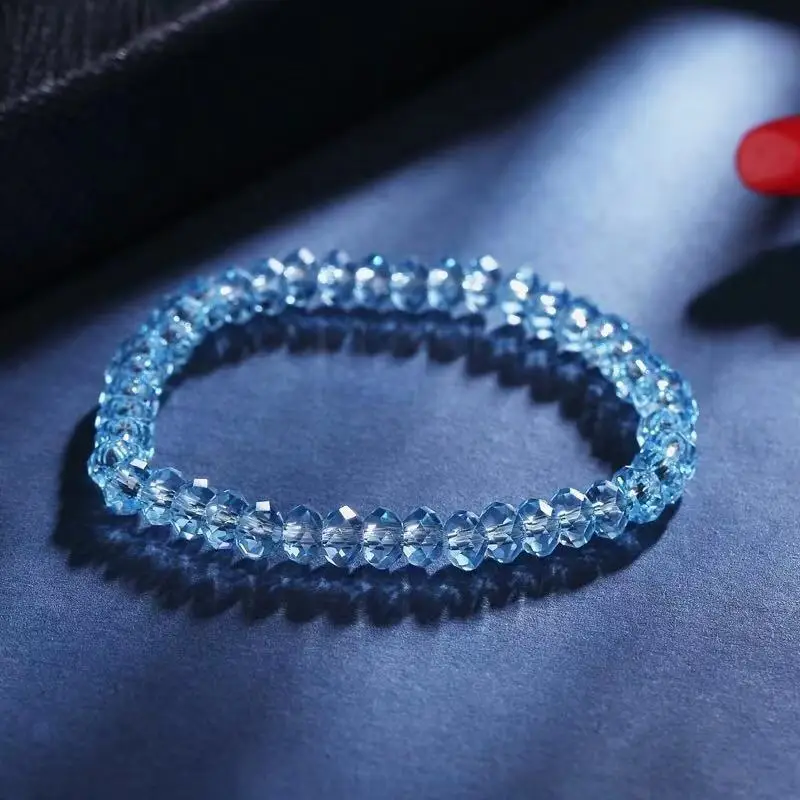 Красочные кристаллы от Swarovski бусины браслет-цепочка обертывание браслеты Шарм ручной ювелирные изделия для женщин Свадебные Рождественские подарки DIY - Окраска металла: Aquamarine-6MM