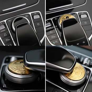 

47mm Gold Multimedia Sticker Car Center Console Sticker for AMG Mercedes Benz A/B/C/E/ Class CLA CLS AMG Sticker Accessories
