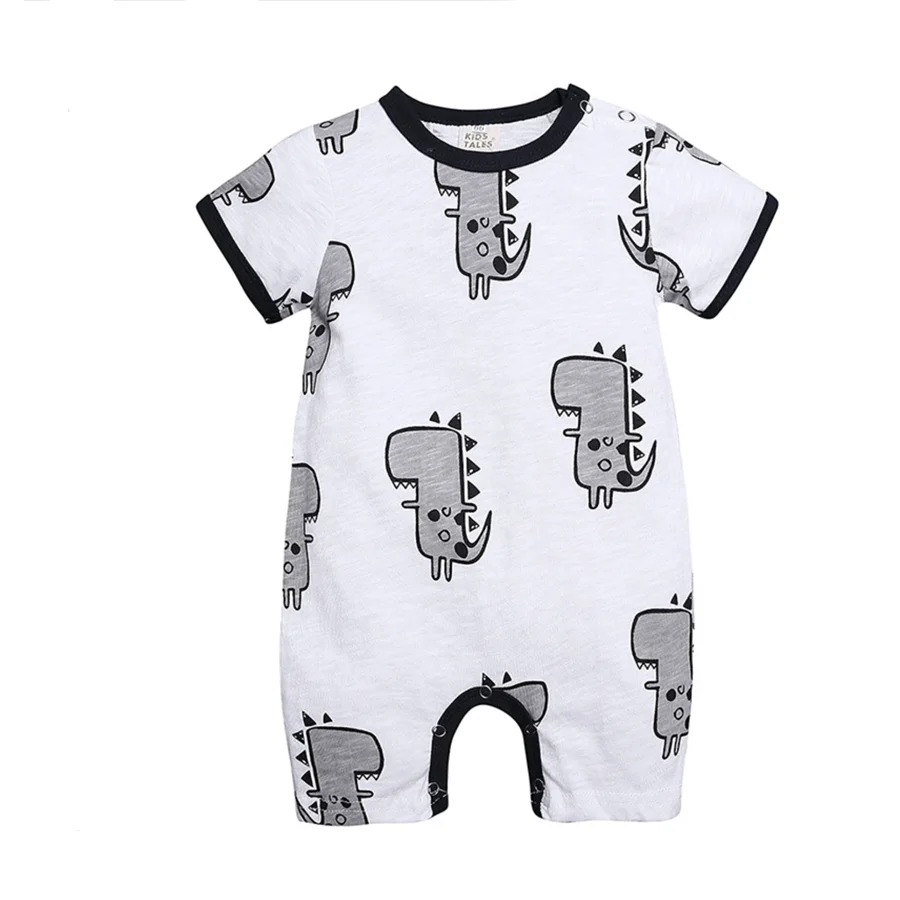 Newborn Summer Clothes Baby Boy Cartoon Dinosaur Costume Short Sleeve
