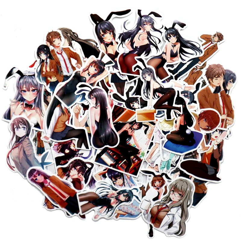 50Pcs Japan Anime Sexy Cartoon Bunny Girl Stickers For Snowboard Laptop Luggage Fridge DIY Styling Vinyl Home Decor Stickers F4