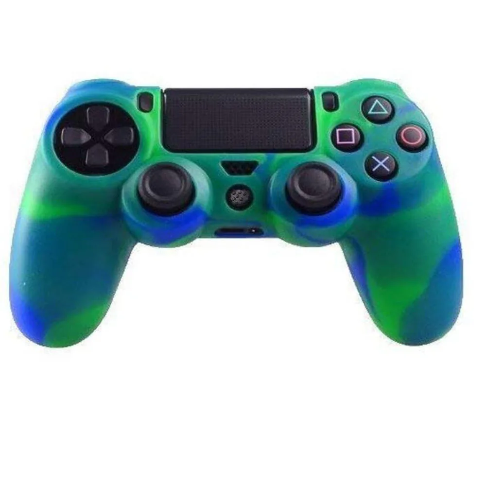Blue-Green Камуфляж PS4 чехол противоскользящий для Playstation 4 PS4/PS4 Slim/PS4 Pro игровой контроллер Мягкий силиконовый чехол защитный чехол - Цвет: Blue-Green