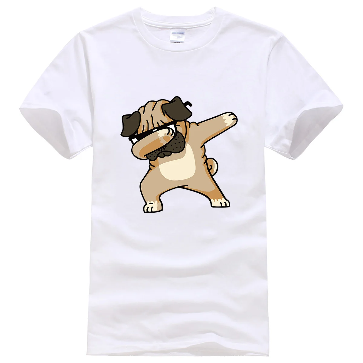 

New 2019 Summer Fashion DABBING PUG Tshirt Male Hip Hop Dog Tops Tee Shirts Streetwear Funny T Shirt Men Harajuku Men's T-shirts