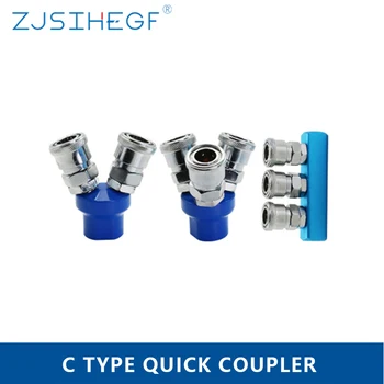 

Pneumatic Fitting Compressor C Type Quick Coupler For Pump Tool Manifold Multi Splitter