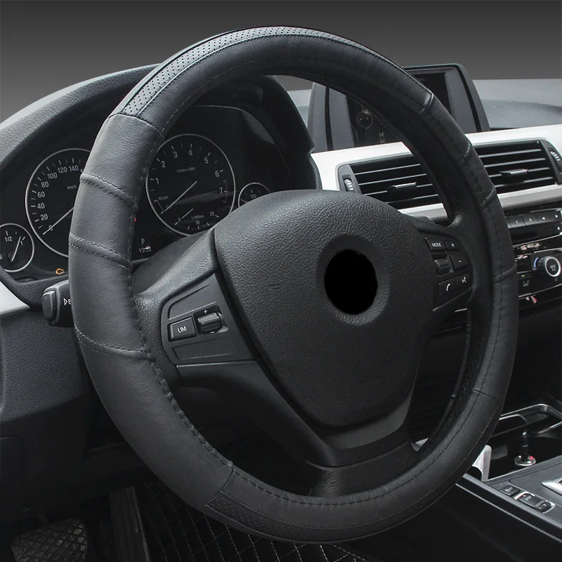 New Genuine Leather Car Steering Wheel Cover Set Anti Skid Handlebar Auto Supply Products 15 Inch Universal Accessories | Автомобили и