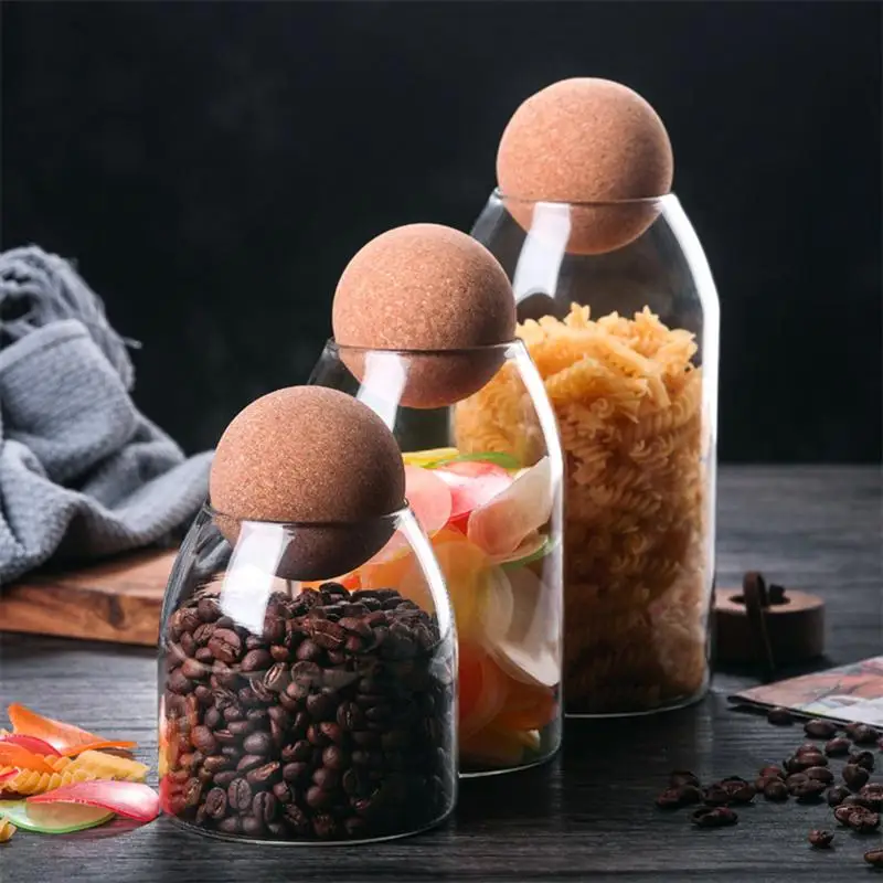 Стеклянные банки герметичные с пробкой кухонные бутылки для хранения продуктов