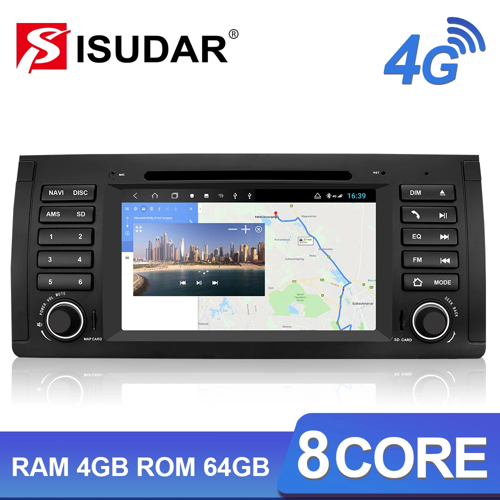 Isudar H53 4G Android 1 Din Auto Radio For BMW E39 5 Series M5 Car Multimedia DVD Player GPS Octa C