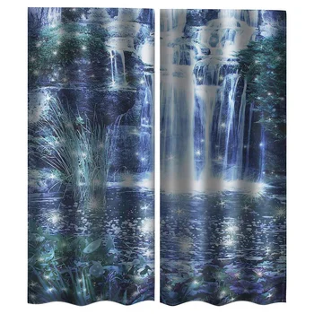 

New 2Pcs/Set Landscape Window Curtains For Living Room Bedroom Kitchen 3D Blinds Finished Drapes Blackout Curtains 166x75cm