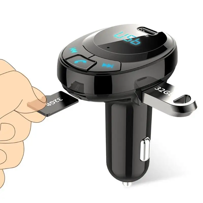 Bluetooth 5,0, fm-передатчик, автомобильный комплект, MP3 плеер, 18 Вт, USB-C, PD, зарядное устройство, внешний, u-диски, автомобильная электроника
